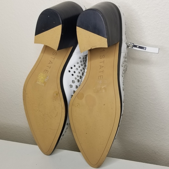 1. State Lexey Ankle Booties Womens 9M Chrome Studs White Western Boots Nailhead - Picture 11 of 16